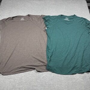 Torid Shirt Womens 2 Brown Green Classic Fit Modal Slub Knit Raglan Lot Of 2